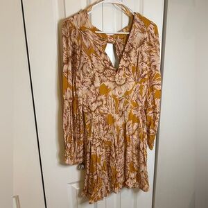 NWT S BAND OF THE FREE LIBBY GOLD FLORAL BOHO MINI DRESS SOLD OUT ONLINE
